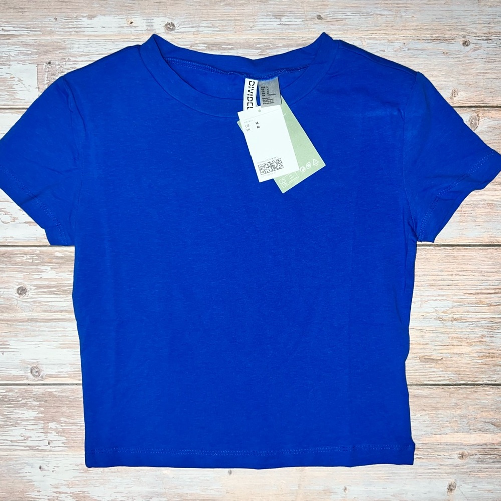 H&M Blue Crop Fitted T-Shirt